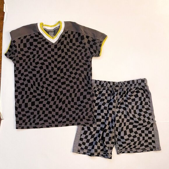 Hanna Andersson Boys Grey/Black Checkered Set, Size 12 - Picture 1 of 5